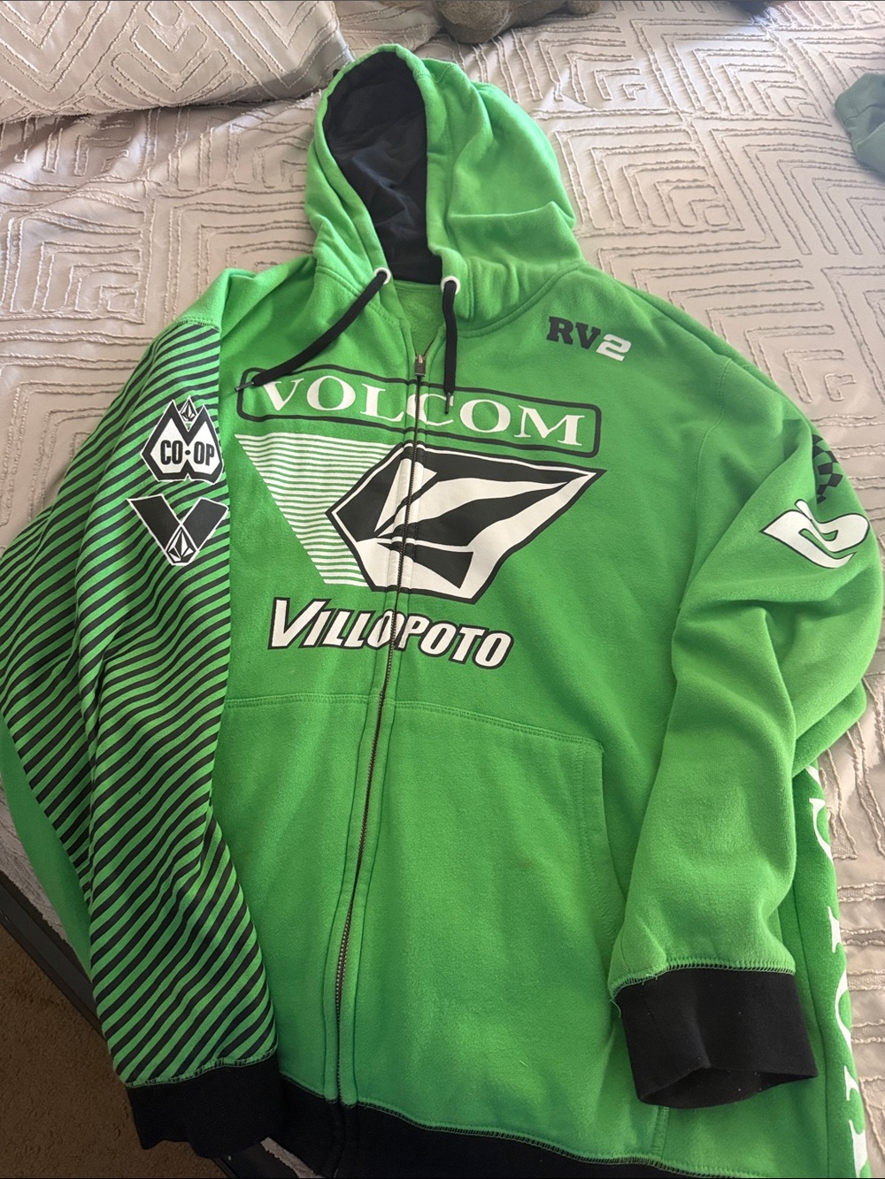 Volcom Green Villopoto Graphic Zip Hoodie